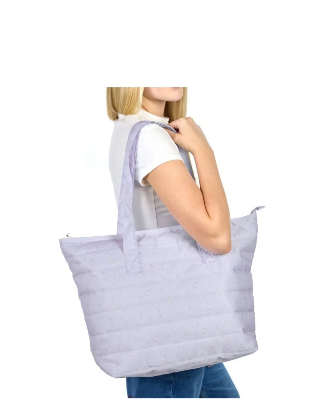 LoveShackFancy │ Yoobi Everblooming Rosettes Ditsy Quilted Tote Bag Light Blue